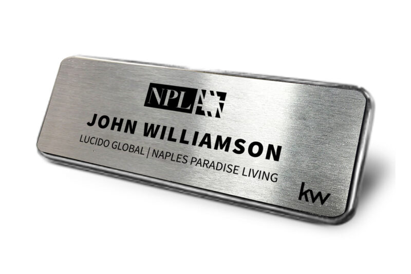 Lucido Global - NPL | Framed Name Tag – Silver 1×3