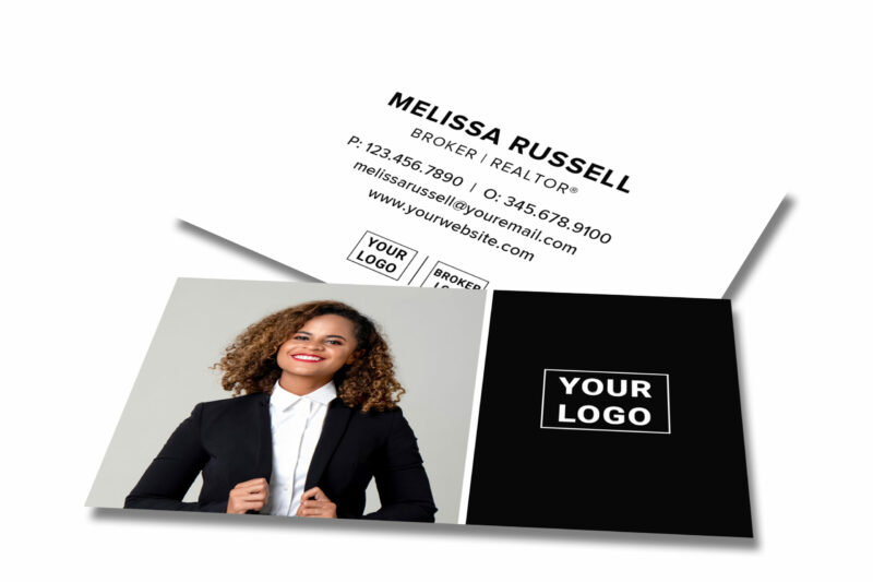 White Business Card with Photo and Black Back