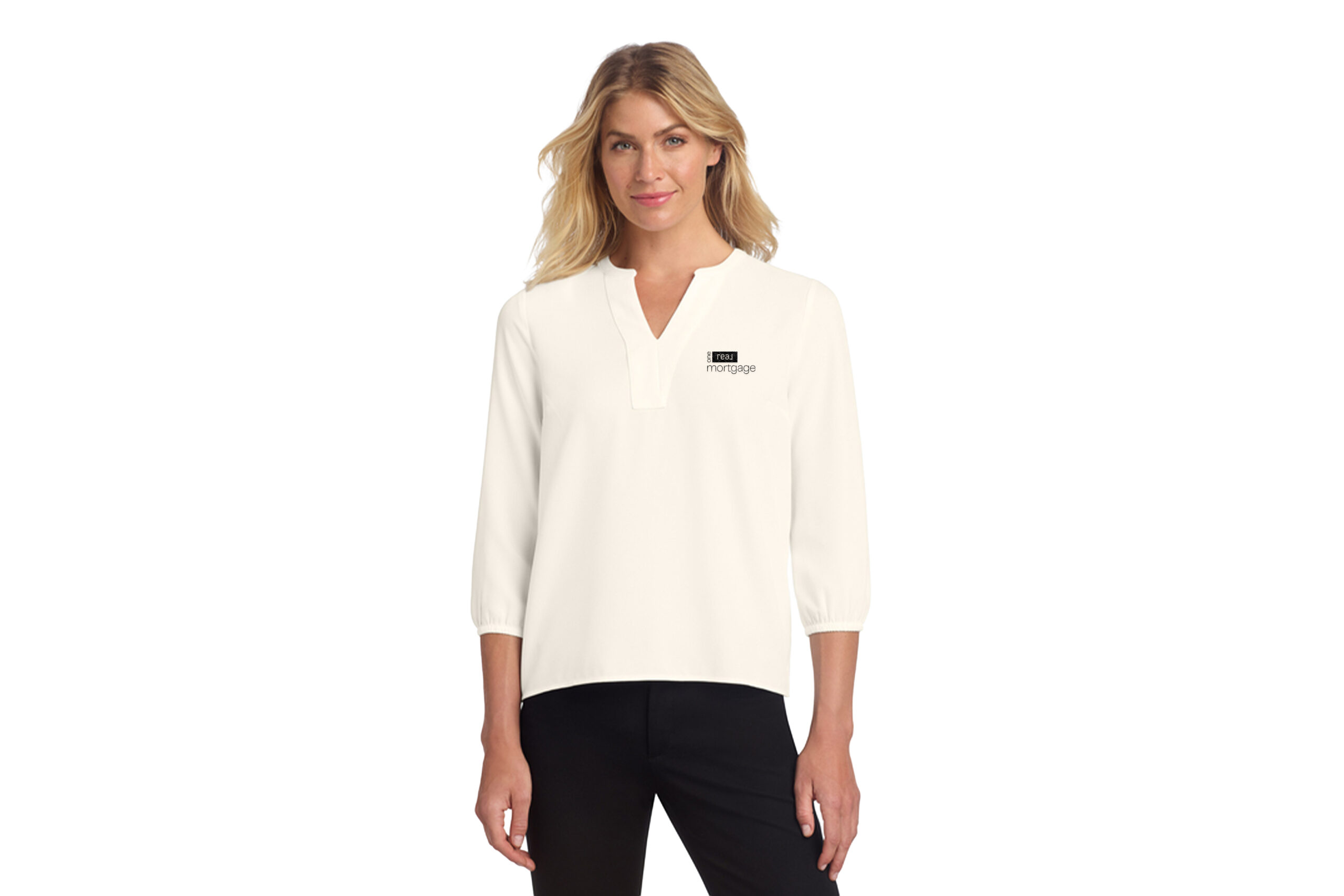 One Real Mortgage | Mercer+Mettle® Women's Stretch Crepe Long Sleeve Camp Blouse - Image 3